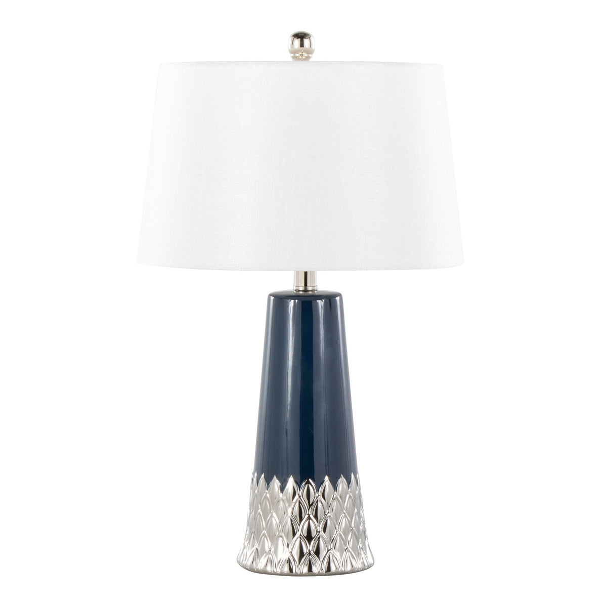 Contemporary Table Lamp with Ceramic Base - White, Blue, or Light Blue