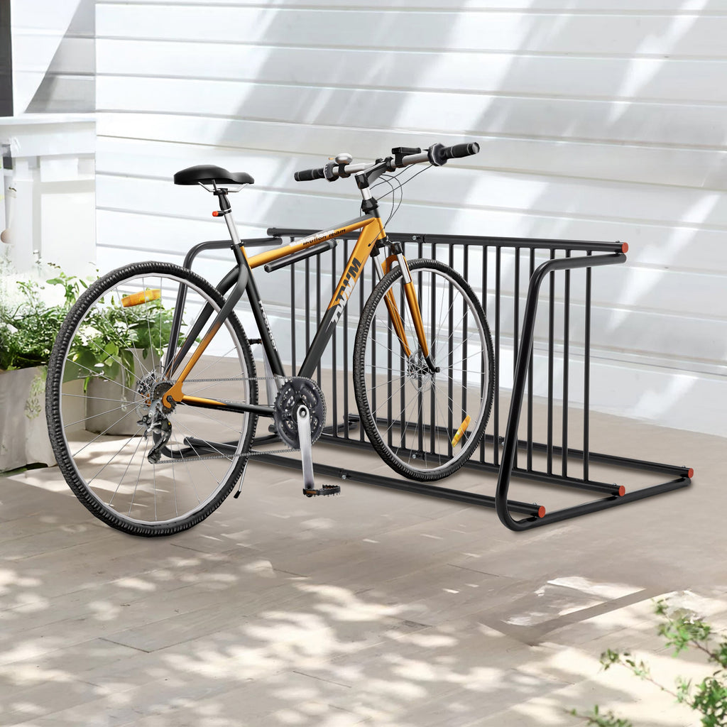 10-Bike Floor Rack with Double-Sided Storage - Metal