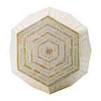 Hexagonal Capiz End Table with Contemporary Design - Cream Yellow