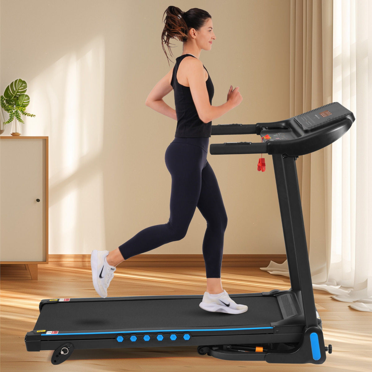Incline Treadmill for Running & Walking with Hydraulic Folding - Black