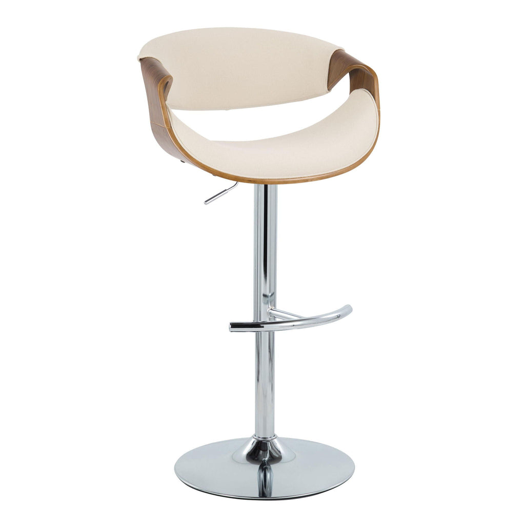 Mid Century Modern Adjustable Barstool Set with Swivel and Footrest - Multiple Colors