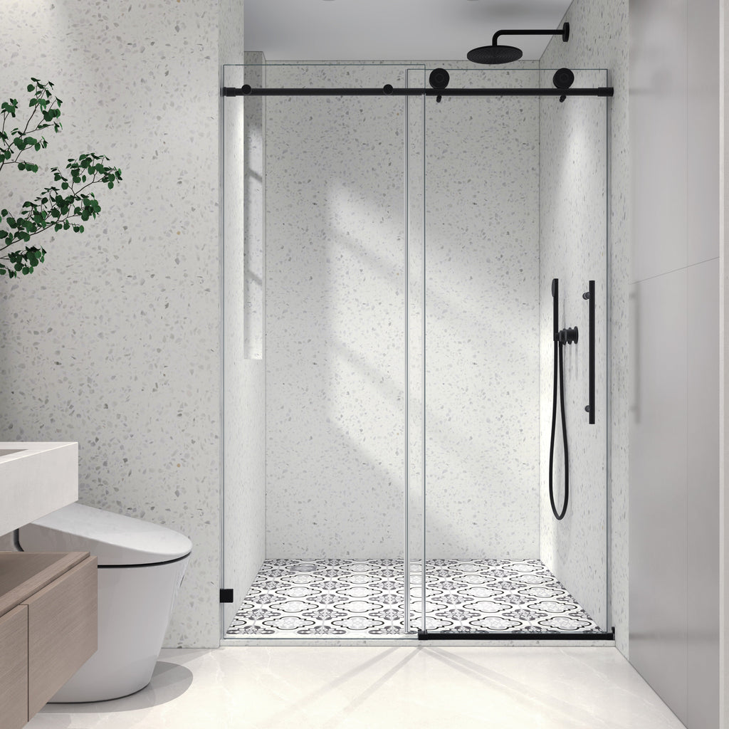 Matte Black Tempered Glass Shower Door with Soft-Closing and Easy-Clean Coating