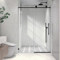 Matte Black Tempered Glass Shower Door with Soft-Closing and Easy-Clean Coating