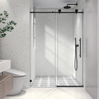 Matte Black Tempered Glass Shower Door with Soft-Closing and Easy-Clean Coating