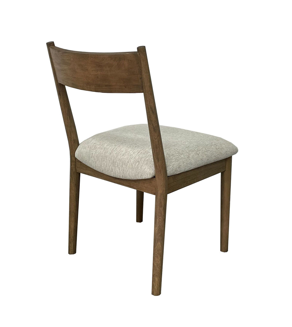 Light Brown Dining Chairs with Solid Wood Frame and Upholstered Seat - Set of 2