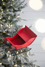 Red Iron Christmas Santa Sleigh Decoration with Durable Iron Construction