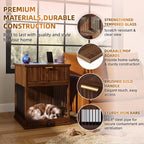 Dog Crate End Table with Charging Station and Storage - Oak/Tempered Glass