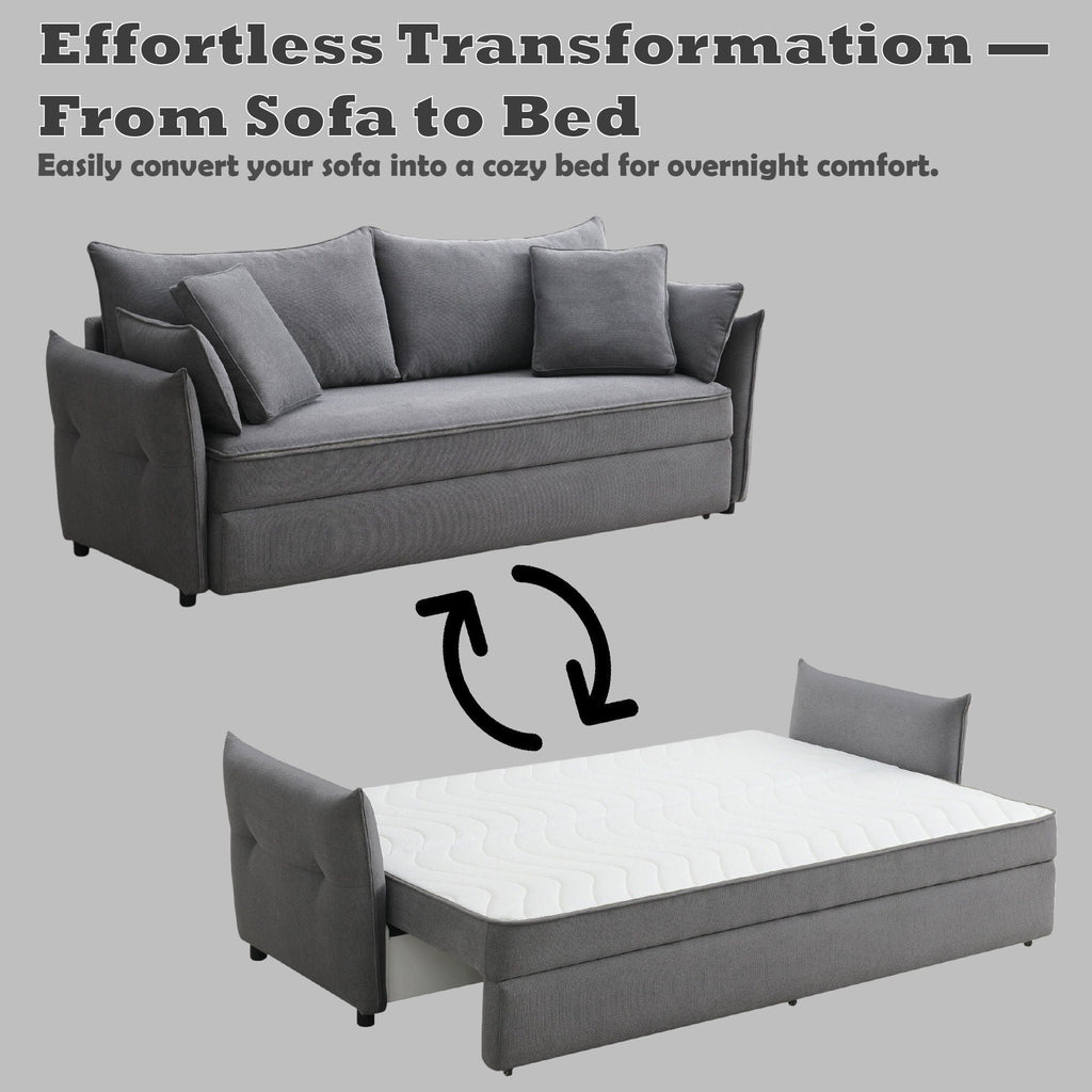 Irina Pull-Out Sleeper Sofa with Storage and Removable Cushions - Dark Gray or Blue
