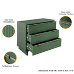 Solid Wood 3 Drawer Dresser with Ribbed Fronts - Multiple Colors