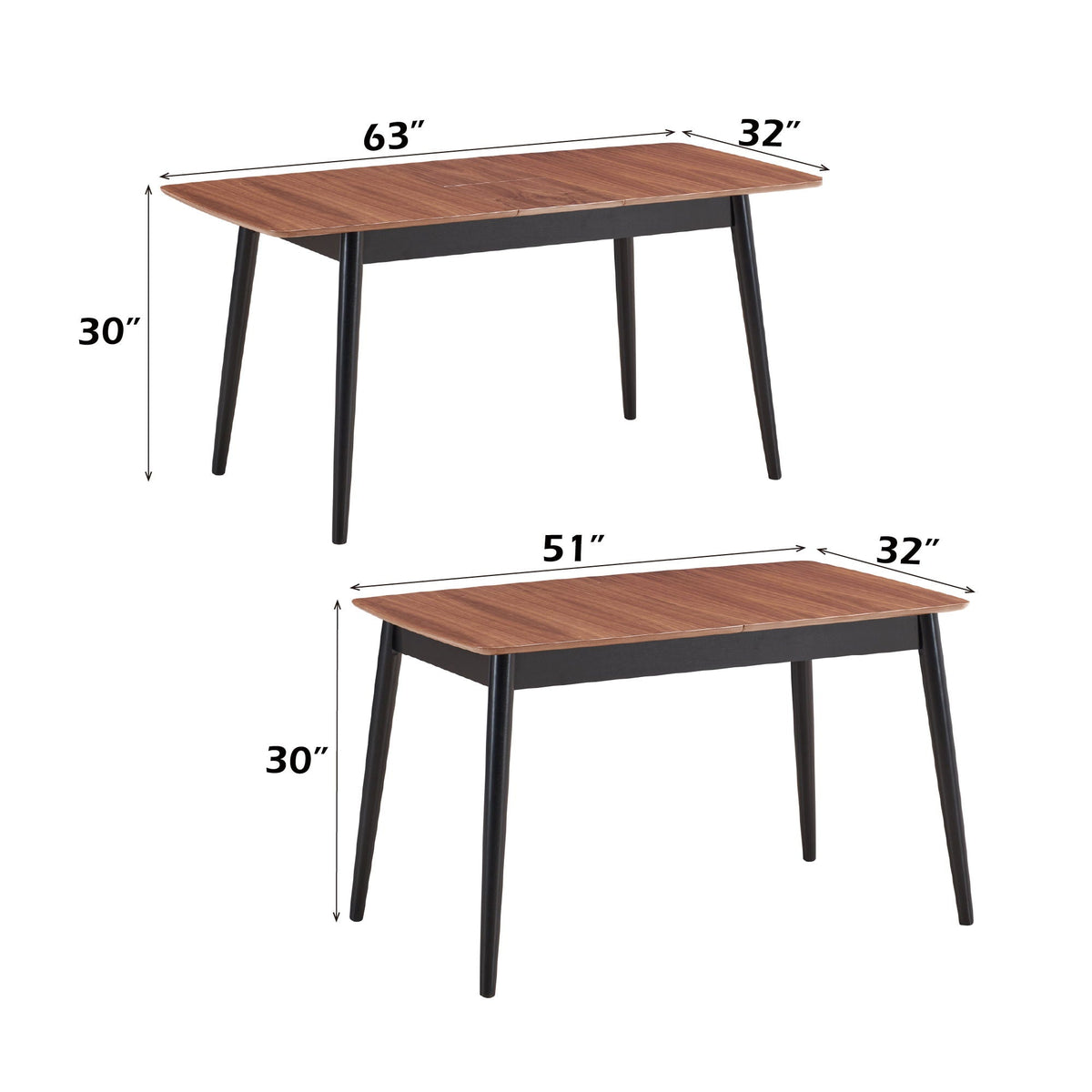 Natural/Black 5 Piece Dining Room Set with Butterfly Leaf Table - Lanae