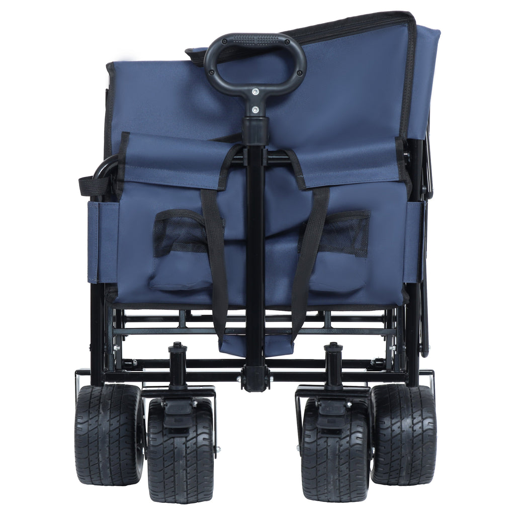 3-in-1 Convertible Folding Outdoor Wagon with Bench Seat - Dark Blue