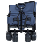 3-in-1 Convertible Folding Outdoor Wagon with Bench Seat - Dark Blue