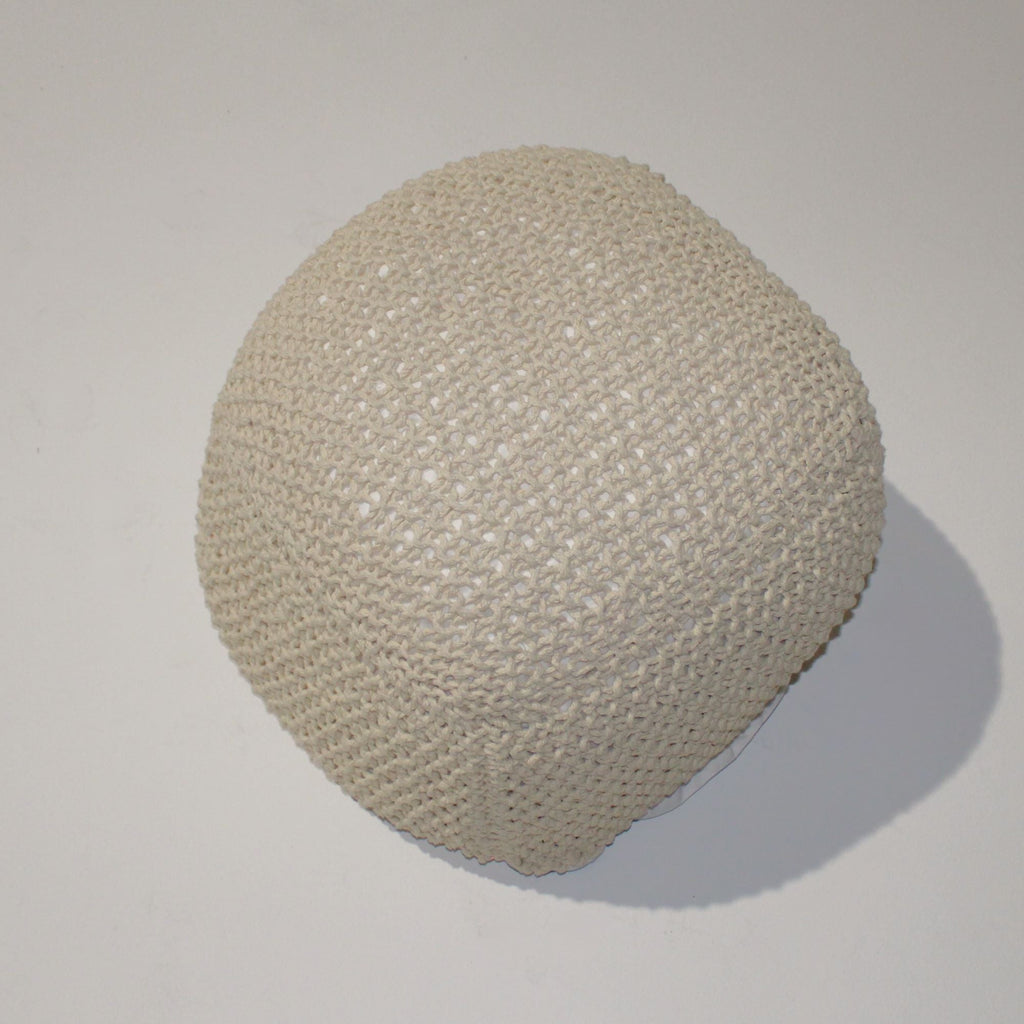 Cable Knitted Accent Pouf with Semi Rounded Design - Beige, Dark Brown, Dark Gray