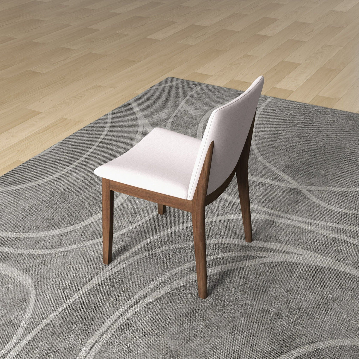 Mid-Century Modern Solid Wood Dining Chair Set with Fabric Upholstery - Multiple Colors