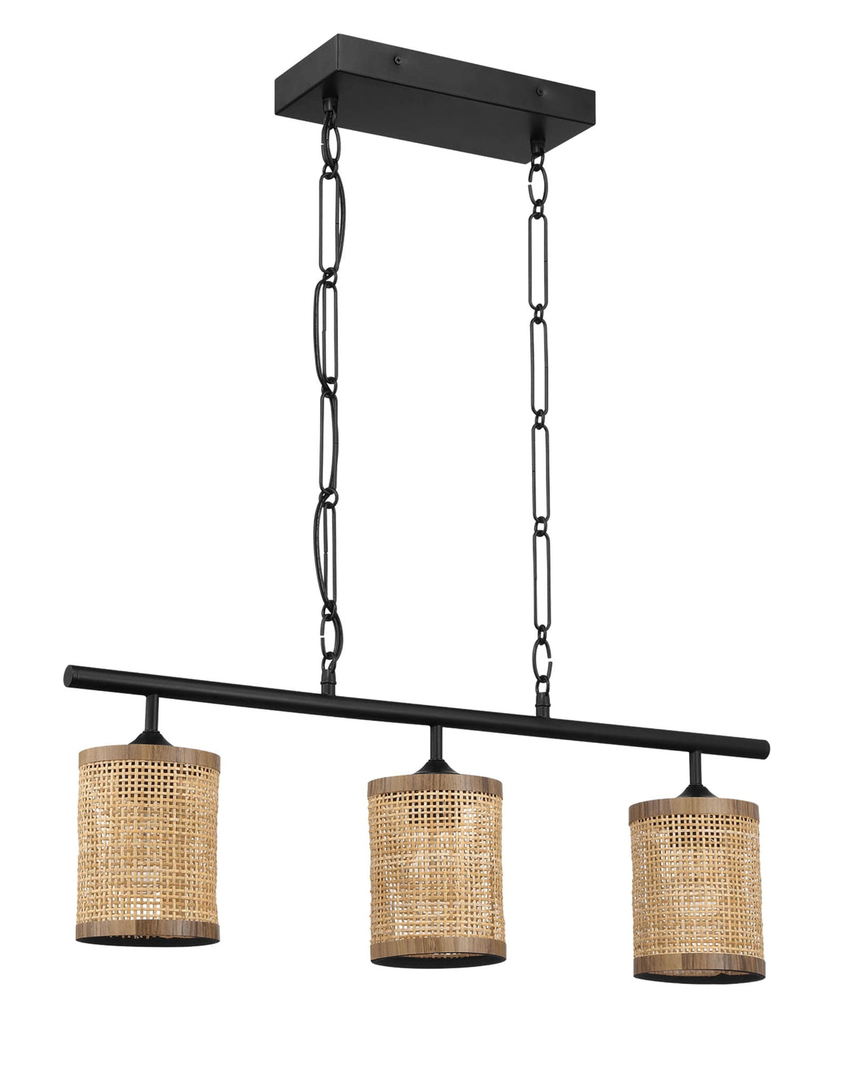 Elysian - 3 Lights Island With Natural Shade Farmhouse Chain Ceiling Lamp