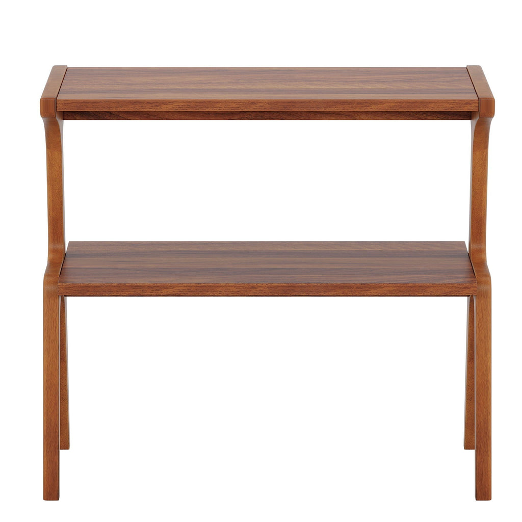 Narrow End Table with 2 Tier Shelf - Cherry Wood