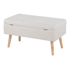 Contemporary Storage Bench with Flip-Top Lid - Beige