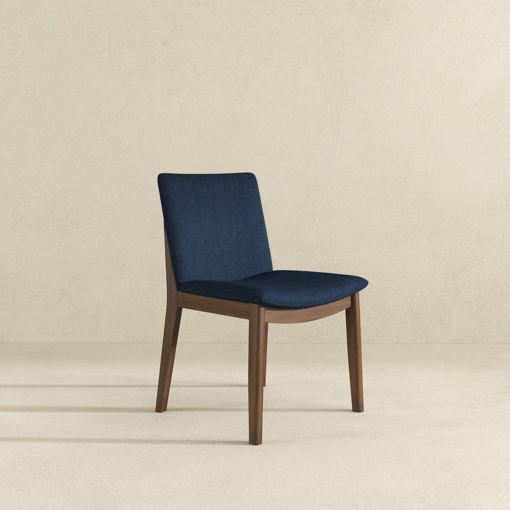 Mid-Century Modern Solid Wood Dining Chair Set with Fabric Upholstery - Multiple Colors