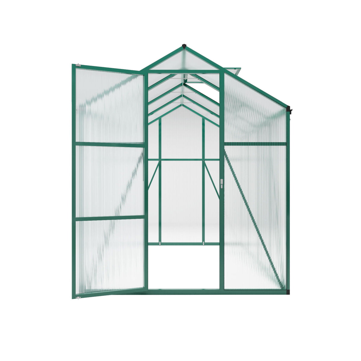 Polycarbonate Walk-In Greenhouse with Raised Base - Green