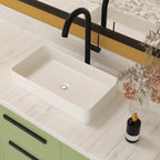 Modern Ceramic Rectangular Bathroom Vessel Sink with European Design - White or Black