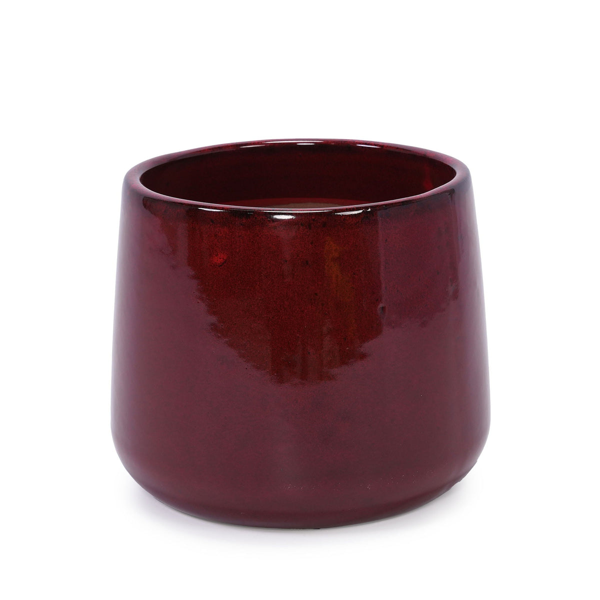 Bean Paste Red 4-Piece Ceramic Planter Pot Set with Drainage Hole - Indoor Outdoor