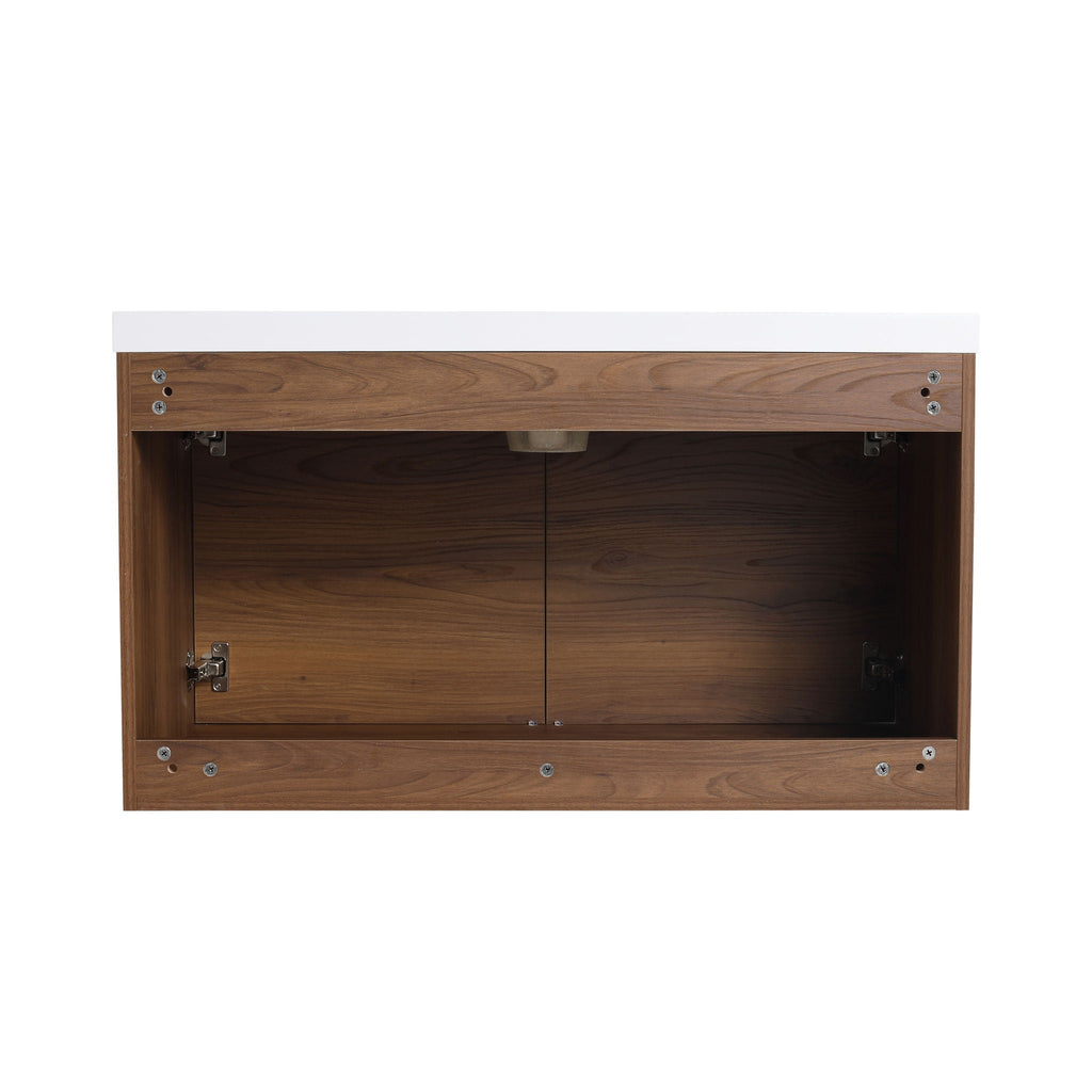Bathroom Vanity Set with Resin Countertop Sink - Dark Brown