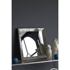 Antique Rectangle Mirror with Floral Accents - Pearl Silver