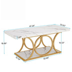 Rectangle Coffee Table, 2 Tier With Geometric Legs