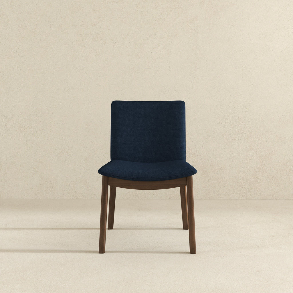 Mid-Century Modern Solid Wood Dining Chair Set with Fabric Upholstery - Multiple Colors