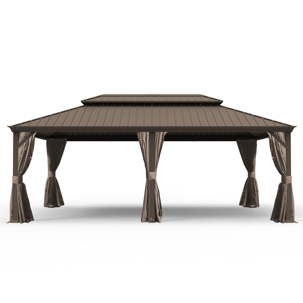 14' x 24' Hardtop Gazebo with Drainage System - Brown or Grey