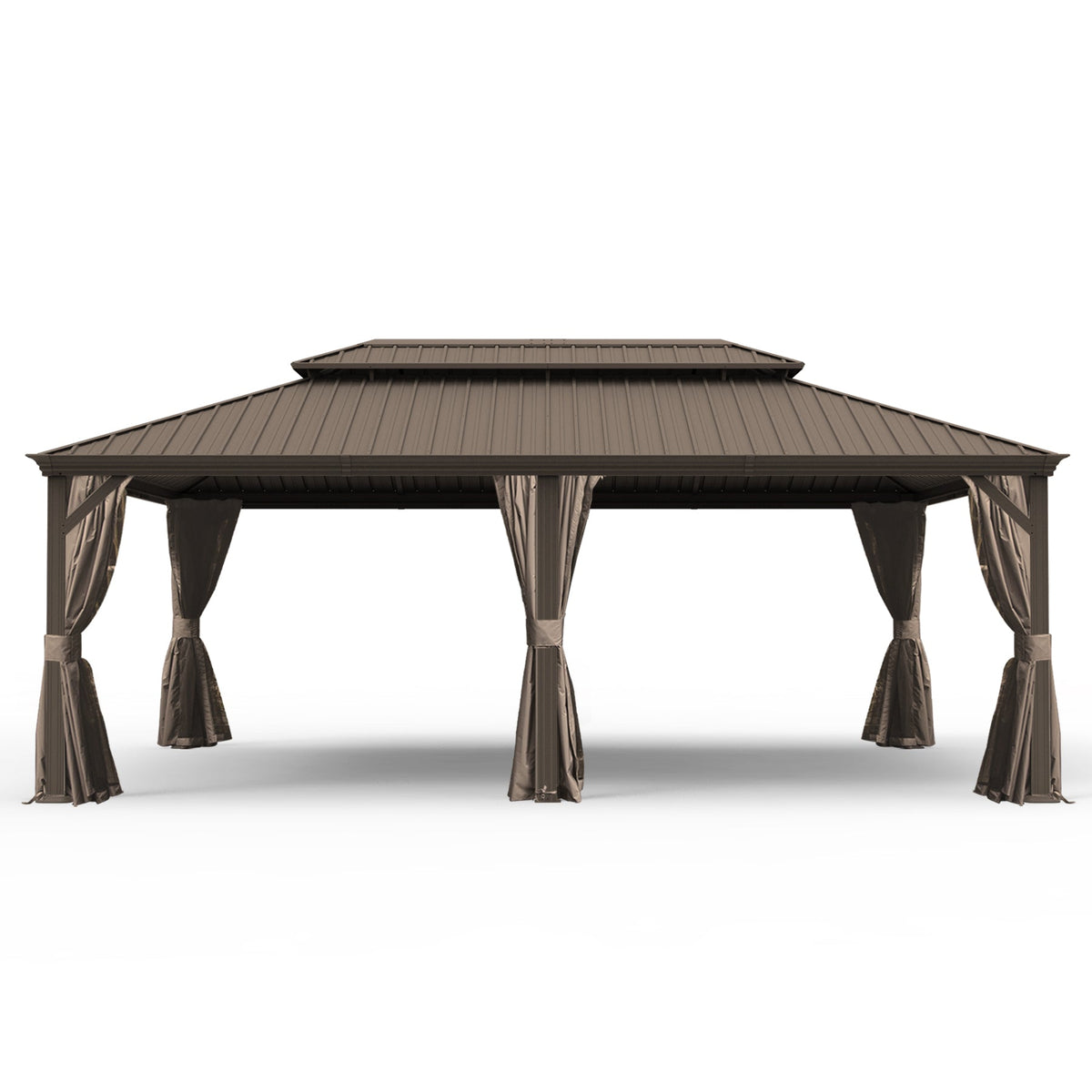 14' x 24' Hardtop Gazebo with Drainage System - Brown or Grey