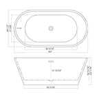 Gloss Freestanding Soaking Bathtub with Overflow and Drain - White