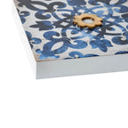 Abstract Wall Decor Accents Set with Fir Wood Frame - White / Blue
