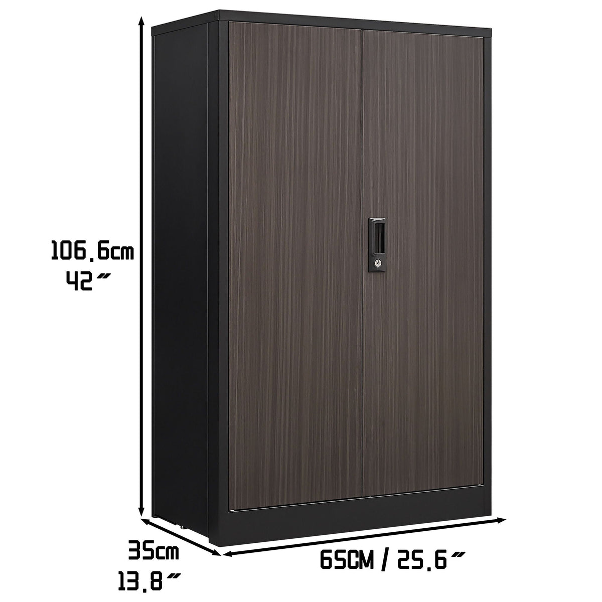 Metal Storage Cabinet With Locking Doors And Adjustable Shelf