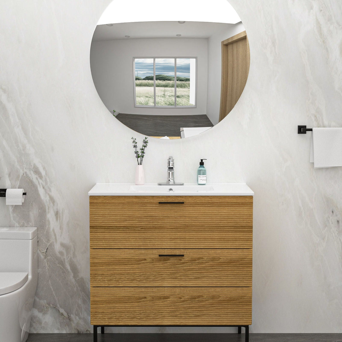 Premium Rectangular Vanity Top with Single Faucet Hole and Overflow - White