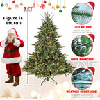 Full-Bodied Pre-Lit Evergreen Christmas Tree with 350 Warm White Lights - Green