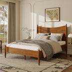 Classic Transitional Queen Size Solid Wood Platform Bed Frame