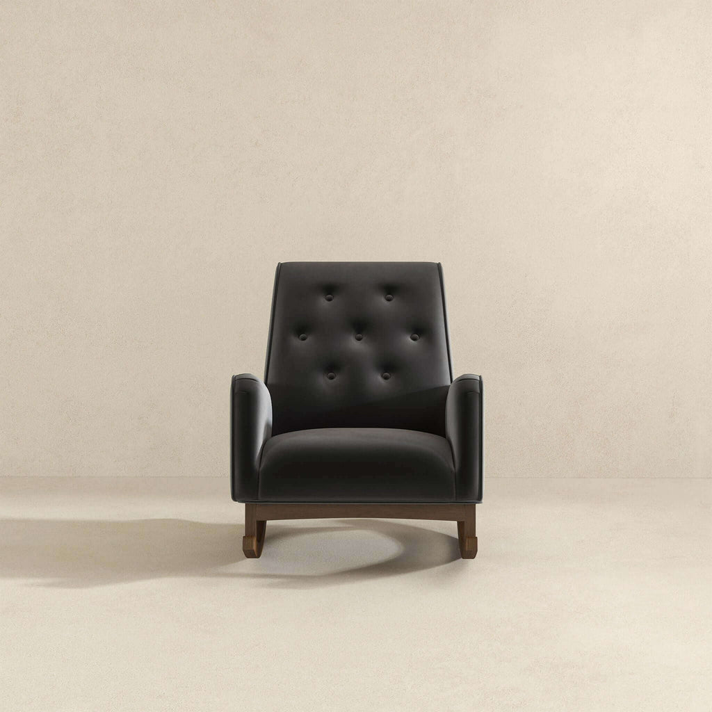 Mid-Century Modern Rocking Chair with High Density Foam Cushion - Dark Gray