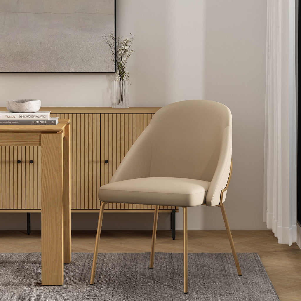 Upholstered Dining Chair with High-Density Foam - Beige, Gray, or White