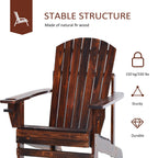 Wooden Adirondack Chair Patio Seating with Cup Holder - Natural Wood