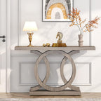 Console Table with Geometric Base for Living Room - Gray