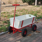 Wooden Carriage Outdoor Stroller with Four-Wheel Design - Natural Wood