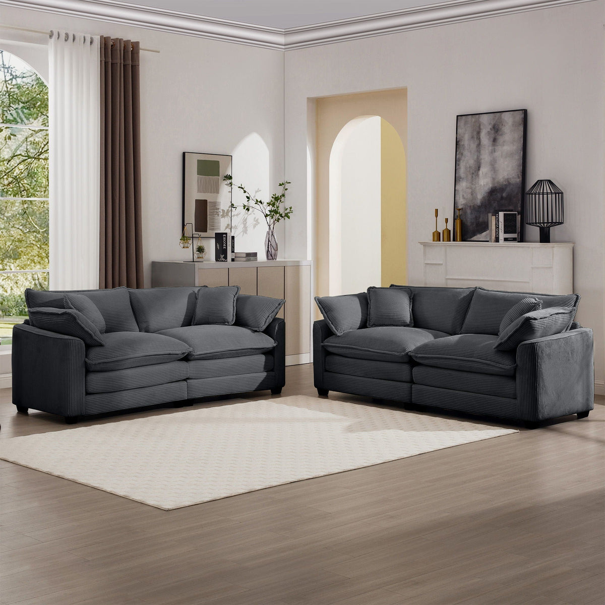 Oversized Deep-Seat Fabric Sofa & Chair Sets