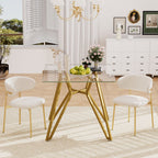 Modern Glass Dining Table with Metal Legs - Gold
