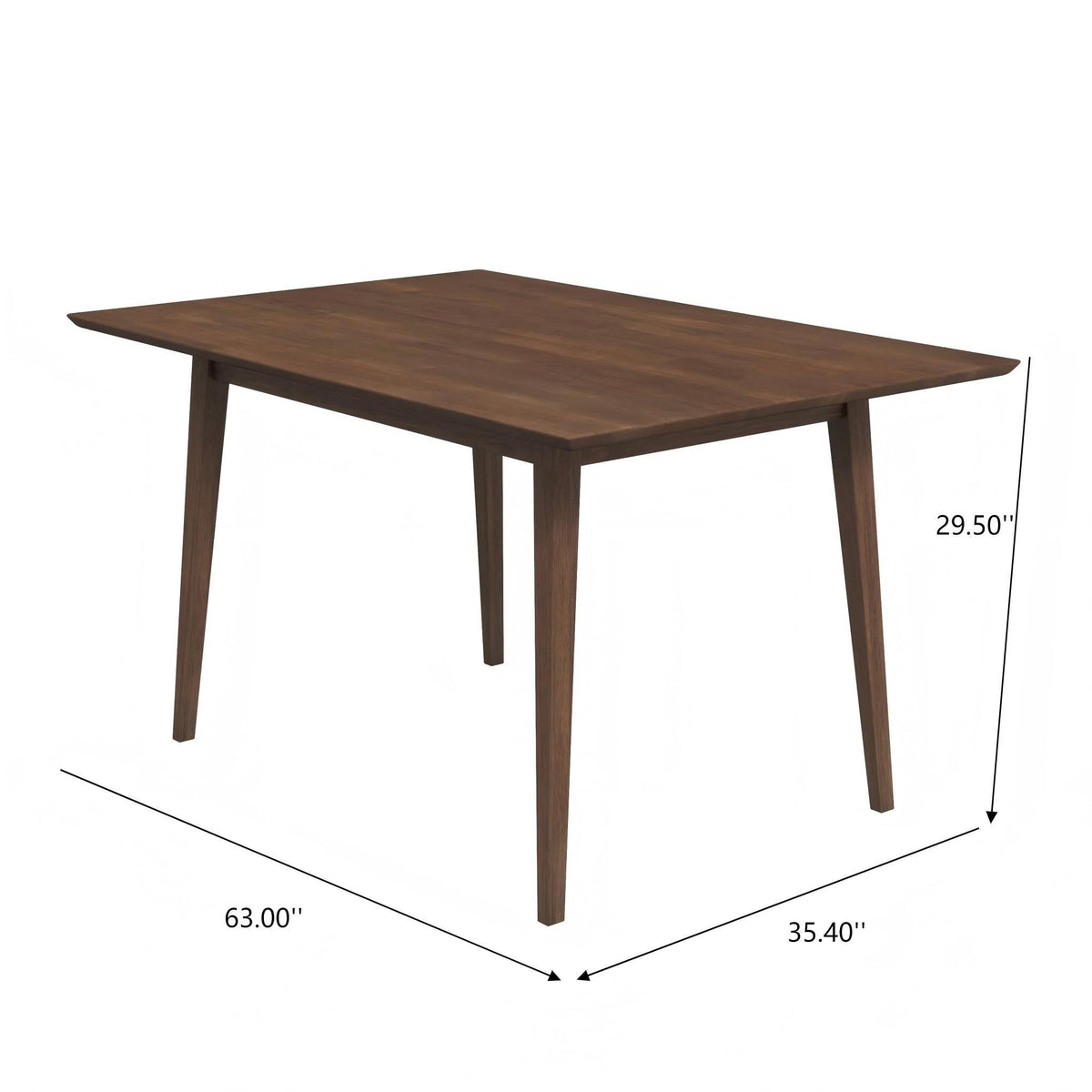 Rectangular Modern Dining Table with Solid Wood Construction – Dark Brown or White