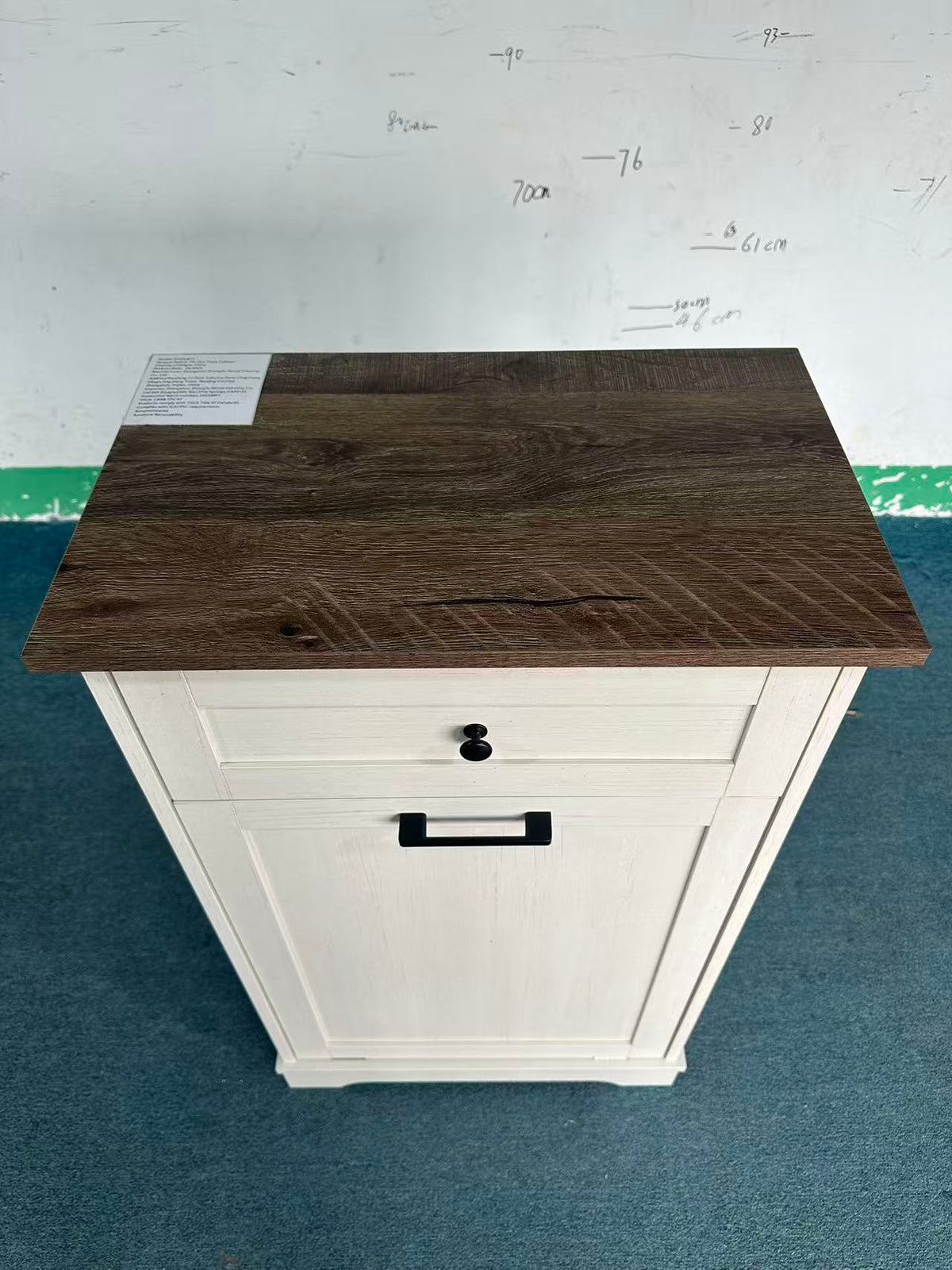 10 Gallon Tilt Out Trash Cabinet with Antique Style - Brown