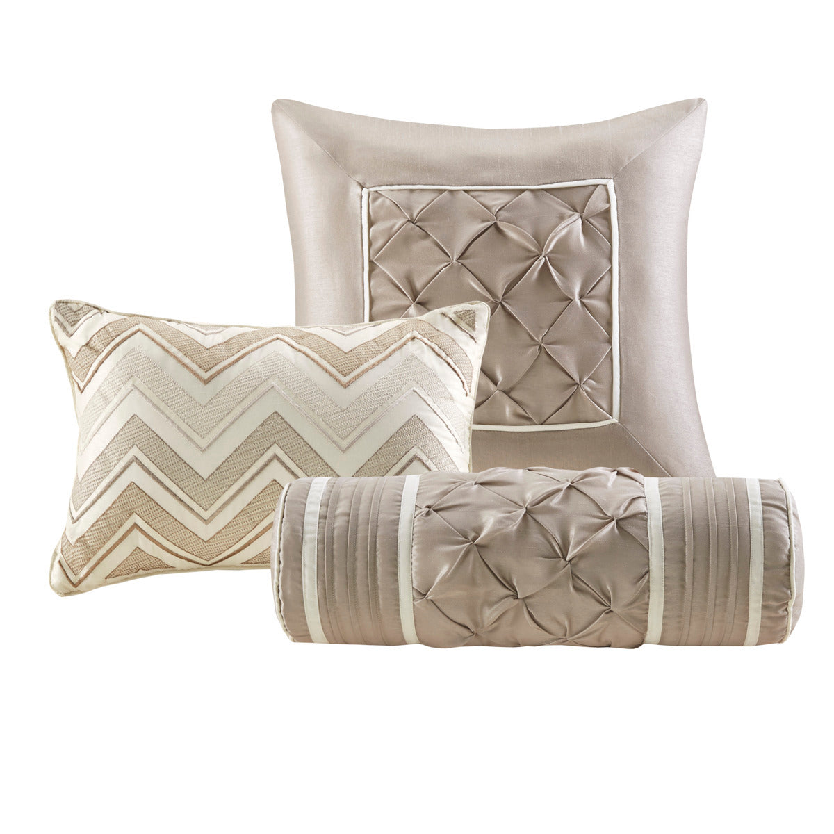 7 Piece Tufted Comforter Set Ivory King