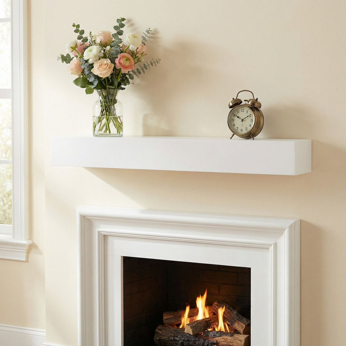 Floating Fireplace Mantel Shelf with Invisible Wall Mount - Multiple Colors