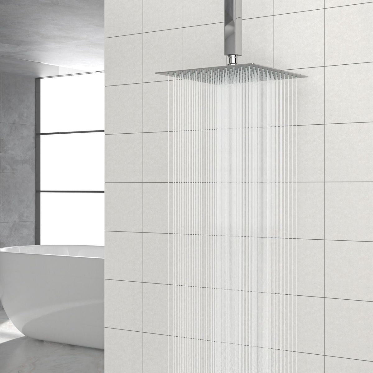 10" Square Rainfall Shower Head with 360° Adjustability – Multiple Colors