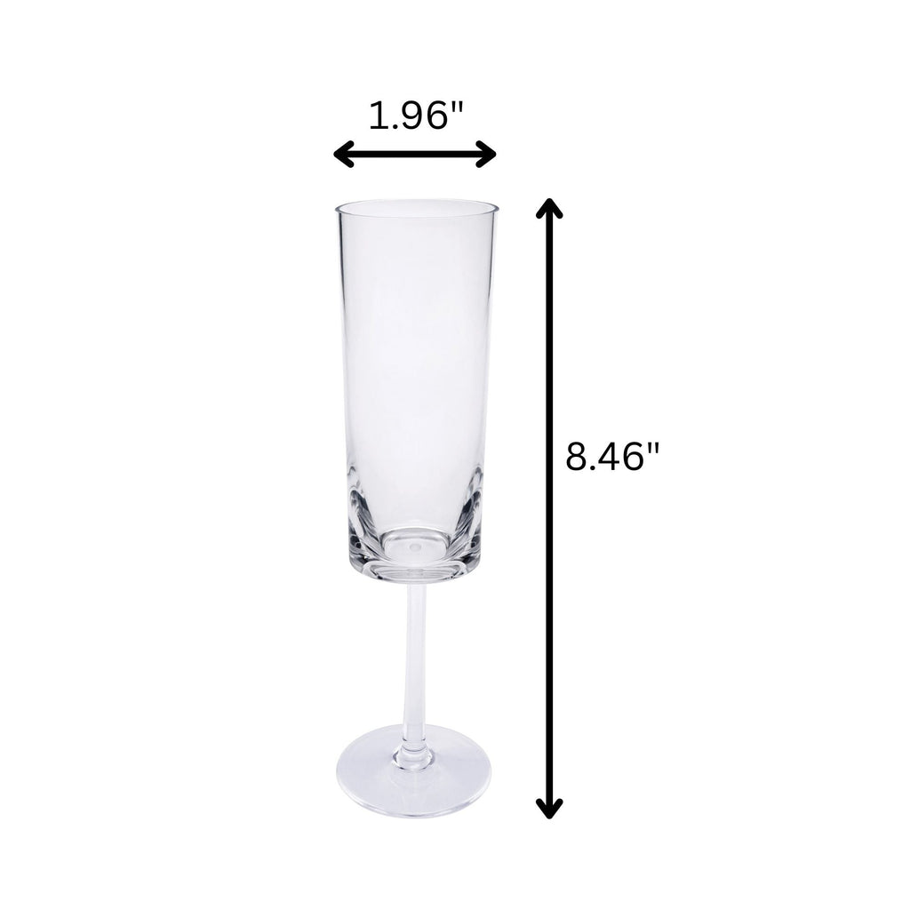 Oval Halo Unbreakable Plastic Champagne Flutes with Acrylic Construction - Clear